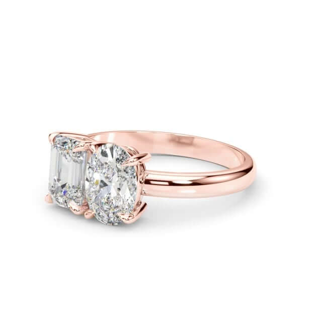 2.00CTW Lab - Grown Diamond Double Emerald Oval 18K Rose Gold Engagement Ring - WJD Exclusives