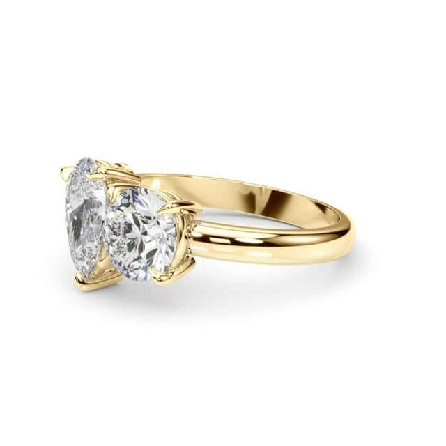 2.00CTW Lab - Grown Diamond Double Round Pear 18K Gold Yellow Engagement Ring - WJD Exclusives