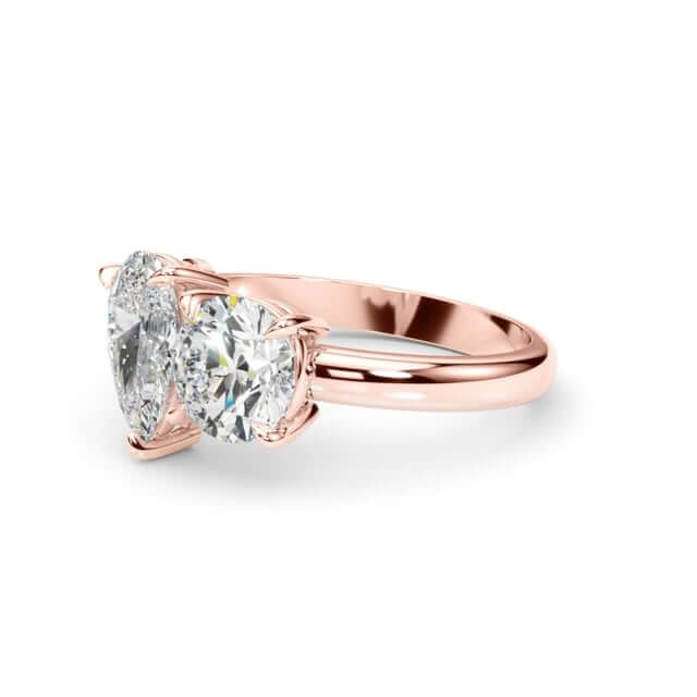 2.00CTW Lab - Grown Diamond Double Round Pear 18K Rose Gold Engagement Ring - WJD Exclusives