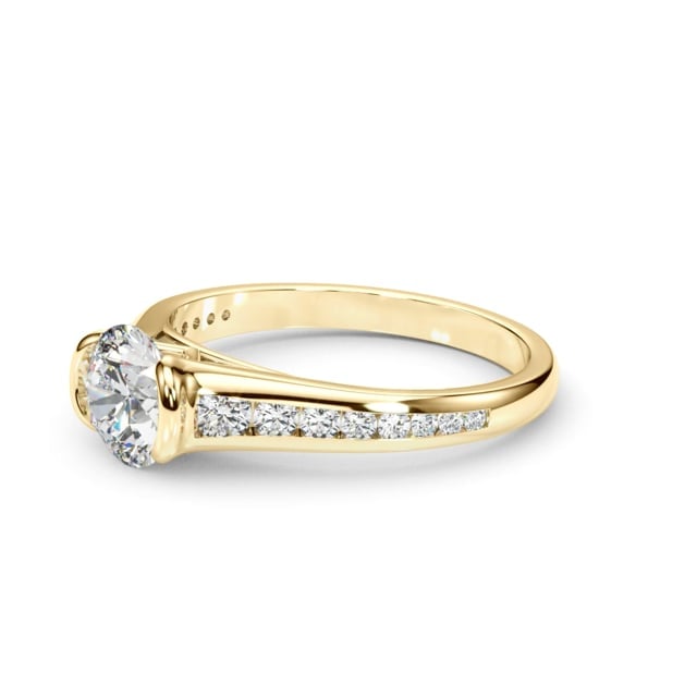 1.35CTW Lab-Grown Diamond Shank Pave 18K Gold Yellow Round Engagement Ring
