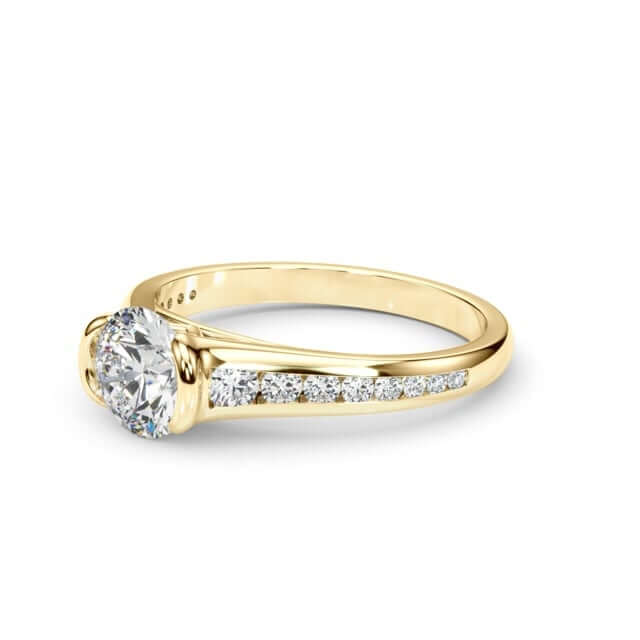 2.35CTW Lab-Grown Diamond Shank Pave 18K Gold Yellow Round Engagement Ring