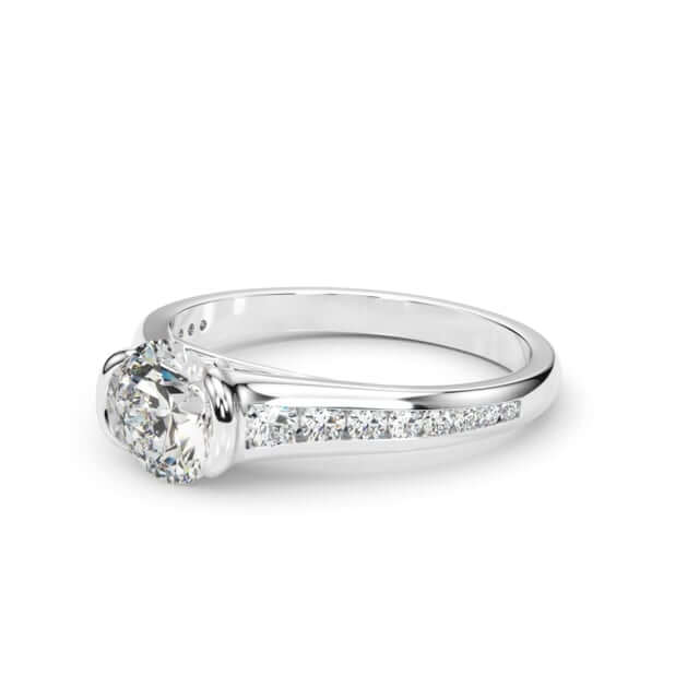 1.35CTW Lab-Grown Diamond Shank Pave 18K Gold White Round Engagement Ring