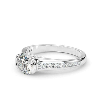 1.35CTW Lab-Grown Diamond Shank Pave 18K Gold White Round Engagement Ring