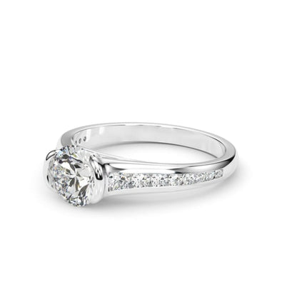 1.85CTW Lab-Grown Diamond Shank Pave 18K Gold White Round Engagement Ring