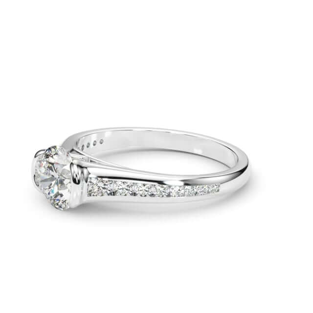 2.35CTW Lab-Grown Diamond Shank Pave 18K Gold White Round Engagement Ring