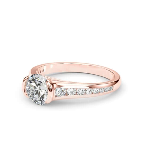 1.35CTW Lab - Grown Diamond Shank Pave 18K Rose Gold Round Engagement Ring - WJD Exclusives