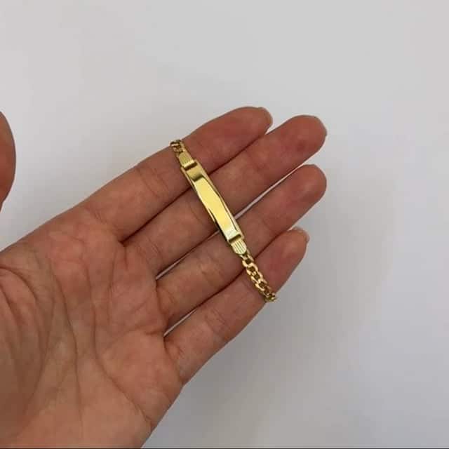 Kids 10K Yellow Gold Cuban Engravable ID Bracelet (Solid Links) 6" - WJD Exclusives