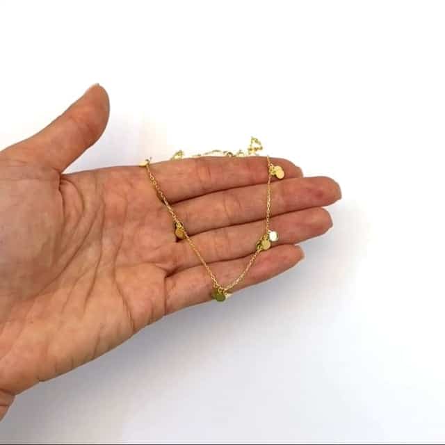 14K Yellow Gold Stationed Dangling Discs Cable Necklace (Hollow) 18" - WJD Exclusives