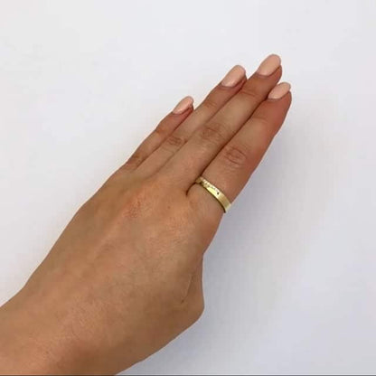 0.06CTW Real Diamond 14K Real Gold Yellow Curved Side Band Ring