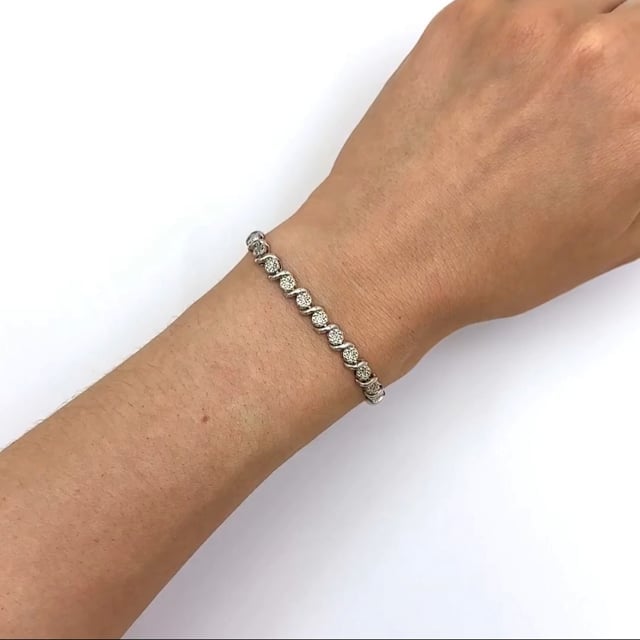 0.10CTW Real Diamond Sterling Silver Tennis Bracelet 7.5"
