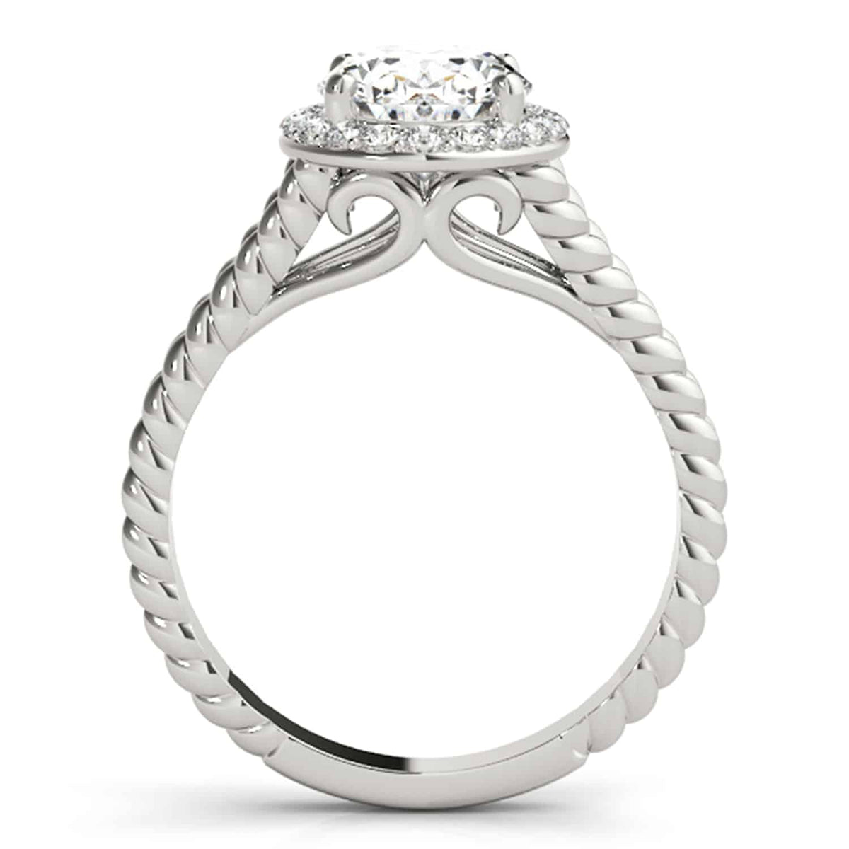 2.25CTW Natural Diamond Moissanite 14K Gold White Rope Oval Halo Engagement Ring