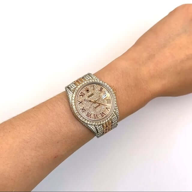 Rolex Datejust 12CTW Natural Diamond Stainless Steel White Rose Watch 36mm - WJD Exclusives
