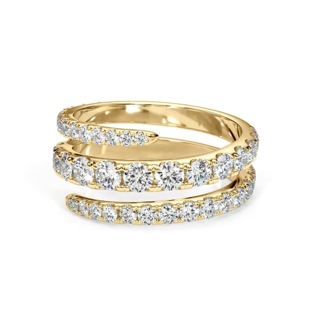 1.50CTW Lab-Grown Diamond 14K Real Gold Split Shank Swirl Band Ring