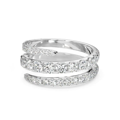 1.50CTW Lab-Grown Diamond 14K White Gold Split Shank Swirl Band Ring