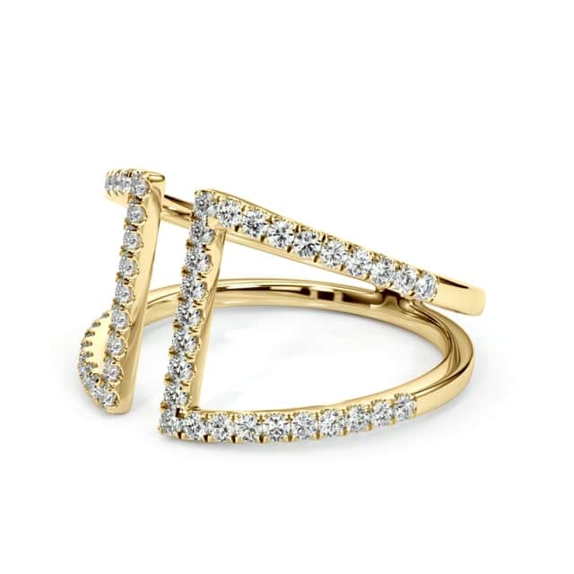 0.35CTW Real Diamond 14K Real Gold Bridge Connected Dual Band Ring