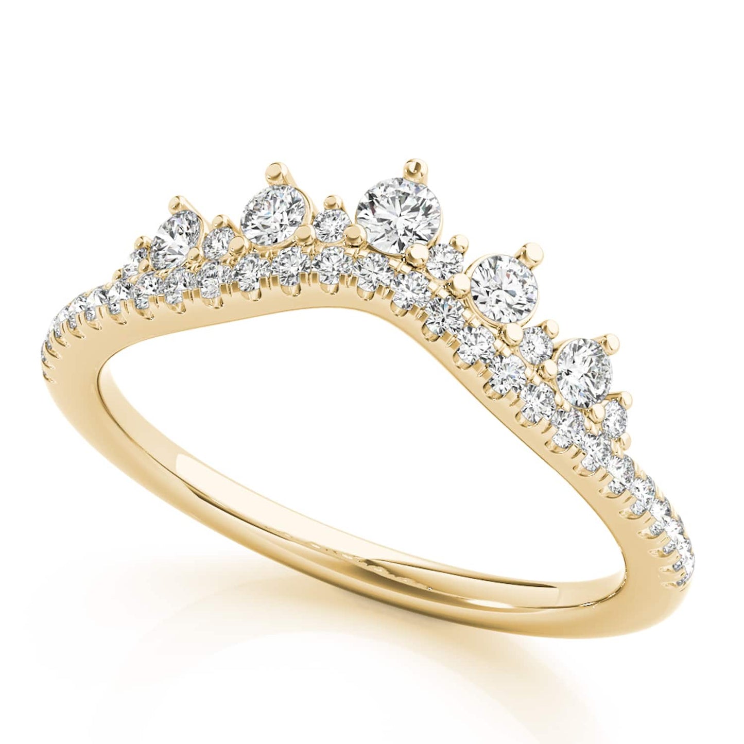 0.50CTW Lab Grown Diamond 18K Gold Chevron Wedding Band Ring