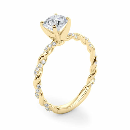 1.2CTW Real Diamond and Moissanite 18K Gold Twisted Shank Engagement Ring