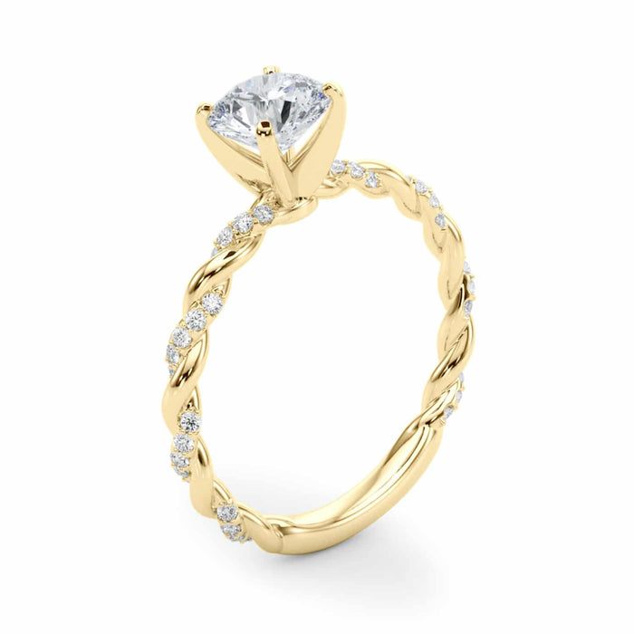 1.2CTW Natural Diamond and Moissanite 18K Gold Twisted Shank Engagement Ring