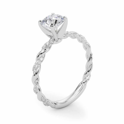 1.2CTW Real Diamond & Moissanite 18K Gold White Twisted Shank Engagement Ring