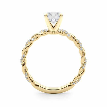1.2CTW Real Diamond and Moissanite 18K Gold Twisted Shank Engagement Ring