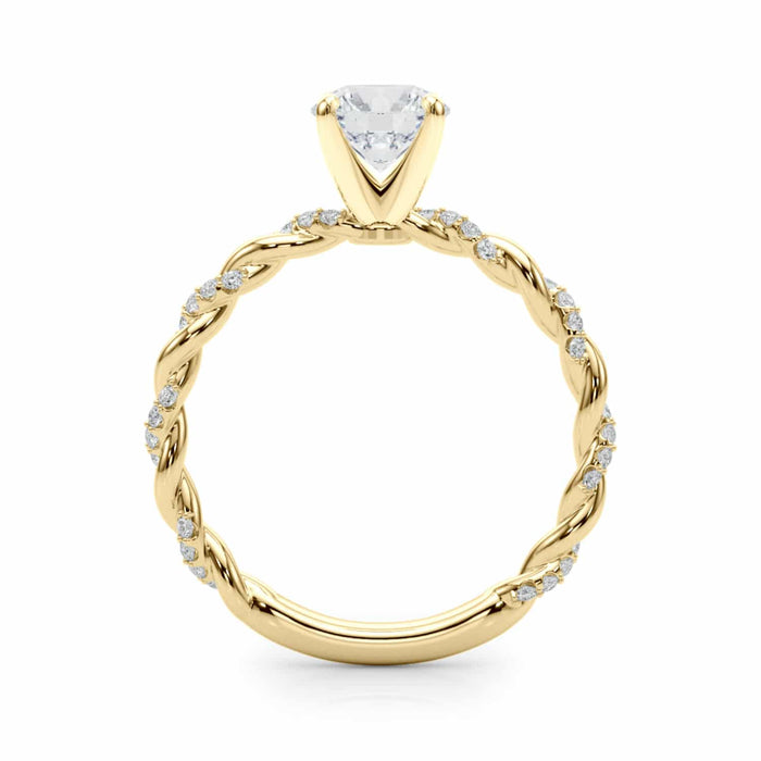 1.2CTW Natural Diamond and Moissanite 18K Gold Twisted Shank Engagement Ring