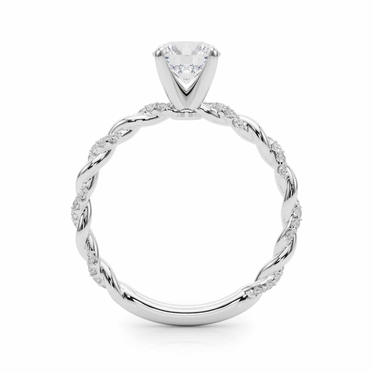 1.2CTW Natural Diamond & Moissanite 18K Gold White Twisted Shank Engagement Ring