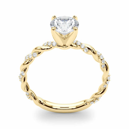 1.2CTW Real Diamond and Moissanite 18K Gold Twisted Shank Engagement Ring