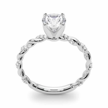 1.2CTW Real Diamond & Moissanite 18K Gold White Twisted Shank Engagement Ring