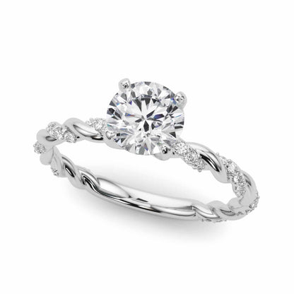 1.2CTW Real Diamond & Moissanite 18K Gold White Twisted Shank Engagement Ring