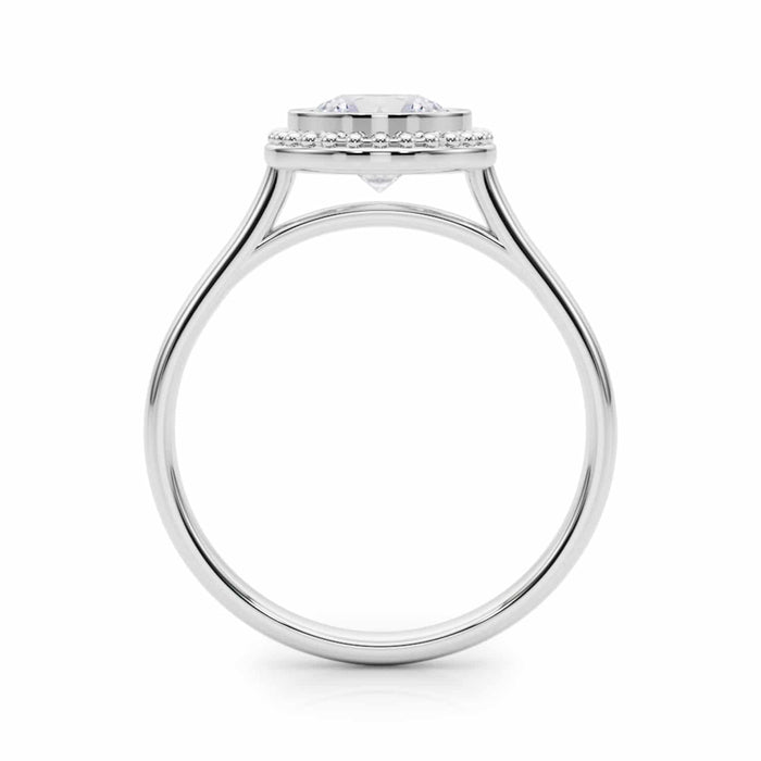 1CT Moissanite Charles & Colvard 18K Gold White Bezel Solitaire Engagement Ring