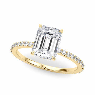 1.25CTW Lab-Grown Diamond Emerald-Cut 18K Gold Hidden Halo Engagement Ring