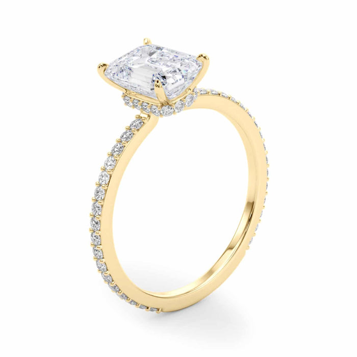 1.25CTW Lab-Grown Diamond Emerald-Cut 18K Gold Hidden Halo Engagement Ring