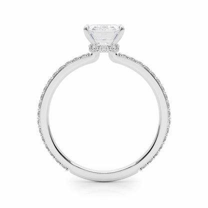 1.25CTW Lab-Grown Diamond Emerald Cut 18K Gold White Hidden Engagement Ring