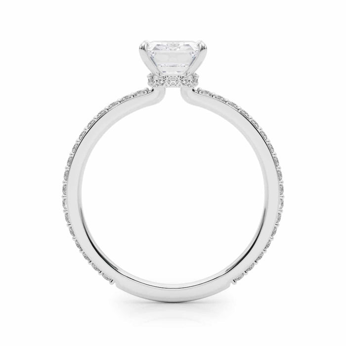 1.25CTW Lab-Grown Diamond Emerald-Cut 18K Gold White Hidden Engagement Ring