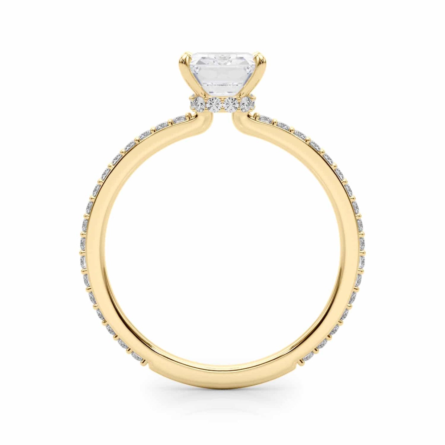 1.25CTW Lab-Grown Diamond Emerald-Cut 18K Gold Hidden Halo Engagement Ring