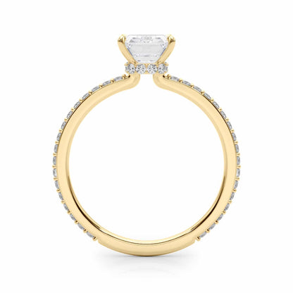 1.25CTW Lab-Grown Diamond Emerald-Cut 18K Gold Hidden Halo Engagement Ring