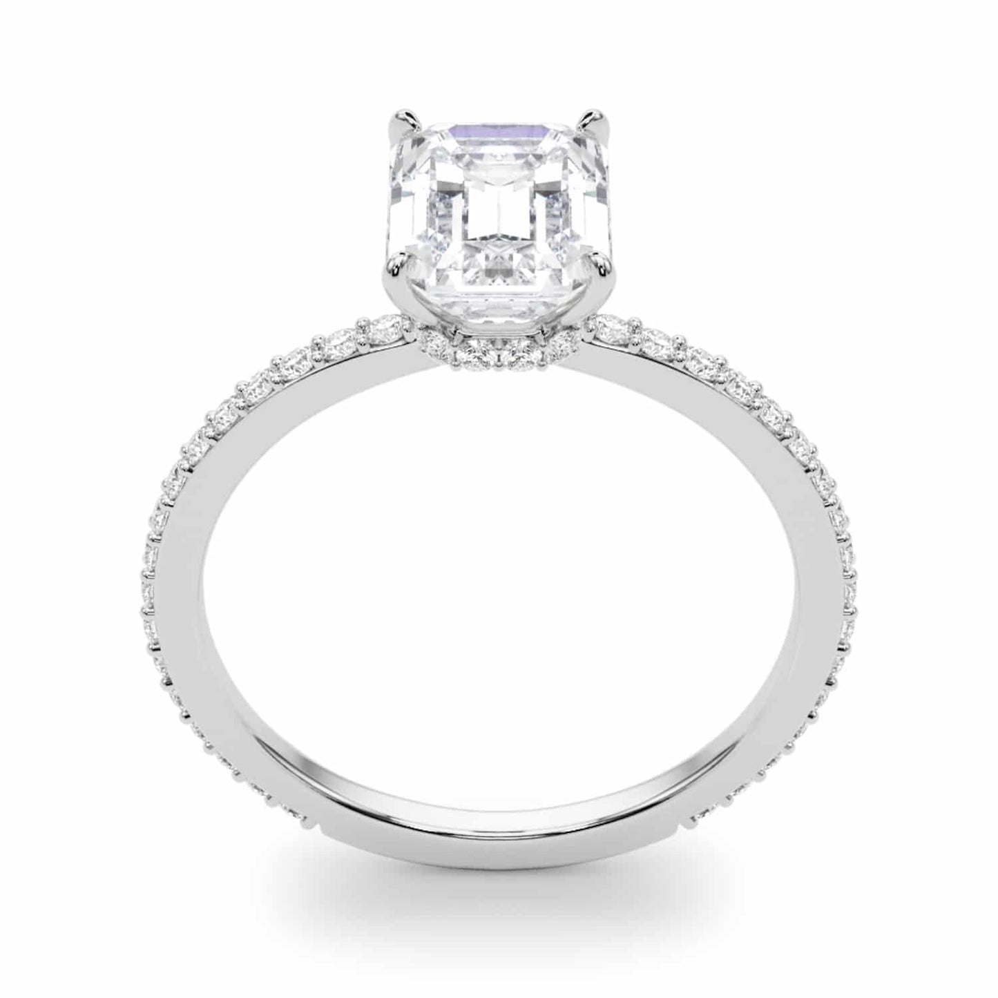 1.25CTW Lab-Grown Diamond Emerald Cut 18K Gold White Hidden Engagement Ring