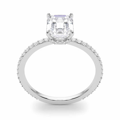 1.25CTW Lab-Grown Diamond Emerald Cut 18K Gold White Hidden Engagement Ring