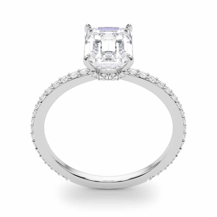 1.25CTW Lab-Grown Diamond Emerald-Cut 18K Gold White Hidden Engagement Ring