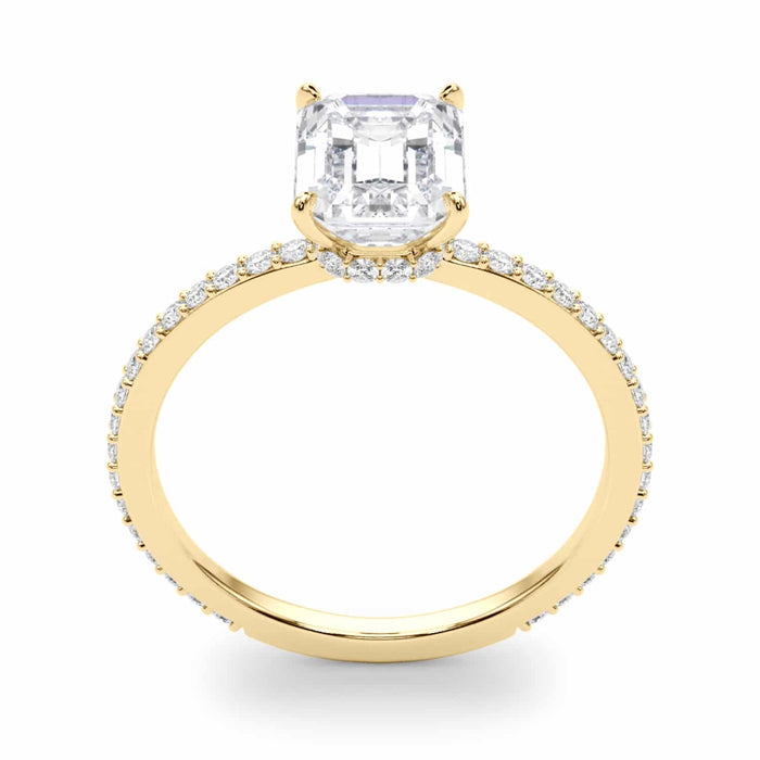 1.25CTW Lab-Grown Diamond Emerald-Cut 18K Gold Hidden Halo Engagement Ring