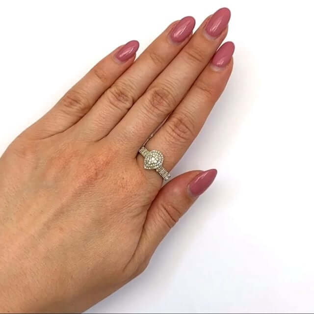 0.50CTW Natural Diamond 10K Gold Baguette Round Pear Engagement Ring - WJD Exclusives