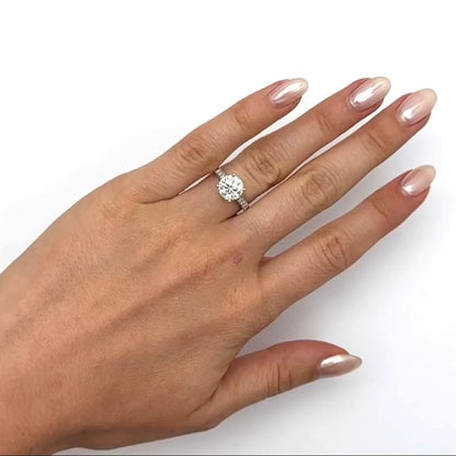 2.15CTW Real Diamond Moissanite 18K Gold White Antique-Style Engagement Ring