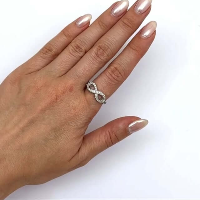 0.40CTW Natural Diamond 14K Gold White Infinity Ring - WJD Exclusives