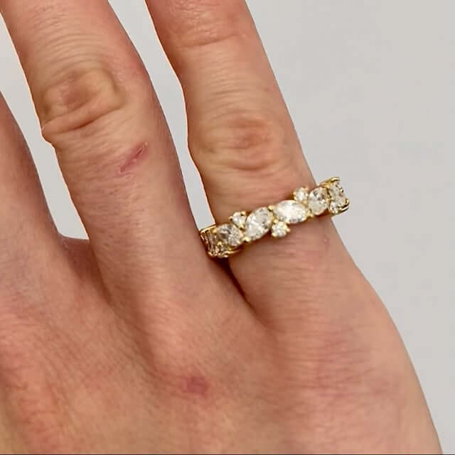 3.10CTW Lab-Grown Diamond Marquise Round 2.7mm Eternity 18K Gold Wedding Band