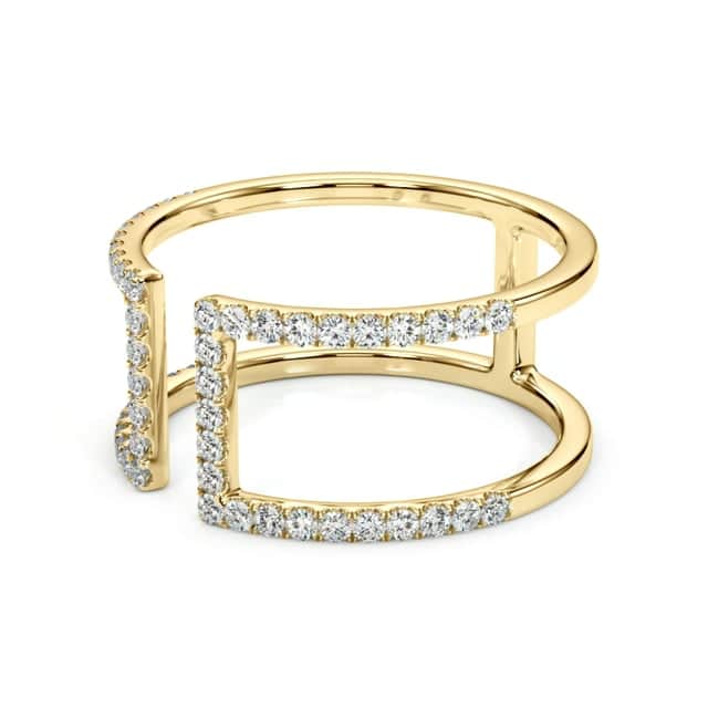 0.50CTW Natural Diamond 14K Gold Geometric Diamond Crossover Ring - WJD Exclusives