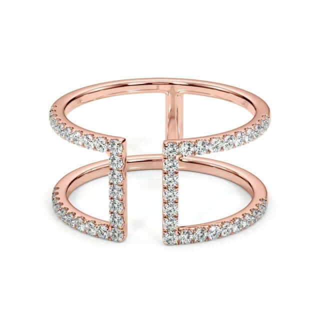 0.50CTW Natural Diamond 14K Rose Gold Geometric Crossover Ring - WJD Exclusives