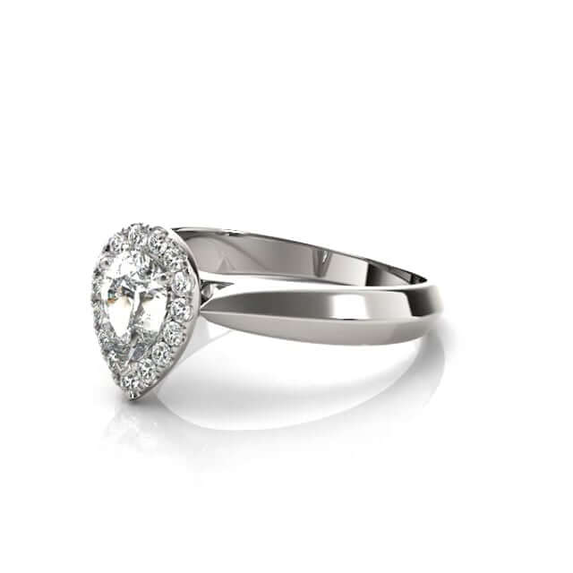 1.10CTW Lab - Grown Diamond 18K Gold White Pear - Shaped Engagement Ring - WJD Exclusives