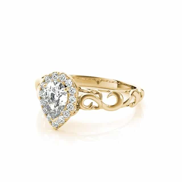 2.15CTW Lab - Grown Diamond 18K Gold Yellow Pear Decorative Shank Engagement Ring - WJD Exclusives