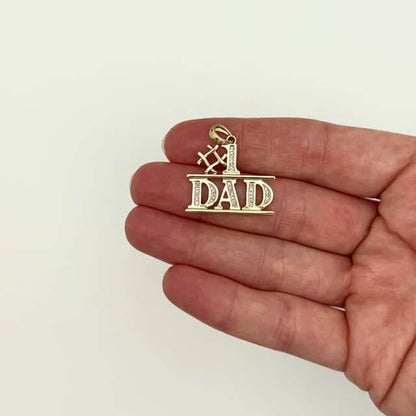 0.10CTW Real Diamond 10K Yellow Gold #1 DAD Pendant 1"