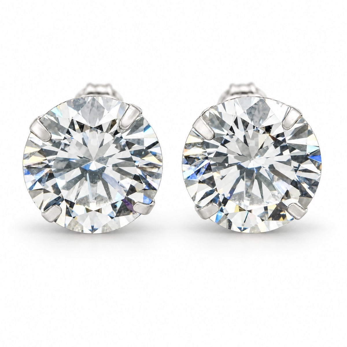 8CTW CZ Round-Cut 14K White Push Back Stud Earrings 10mm